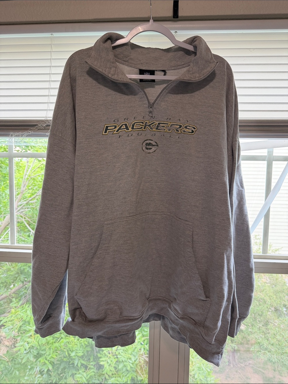 NFL Gray Green & Gold Packers Quarter-Zip Pullover